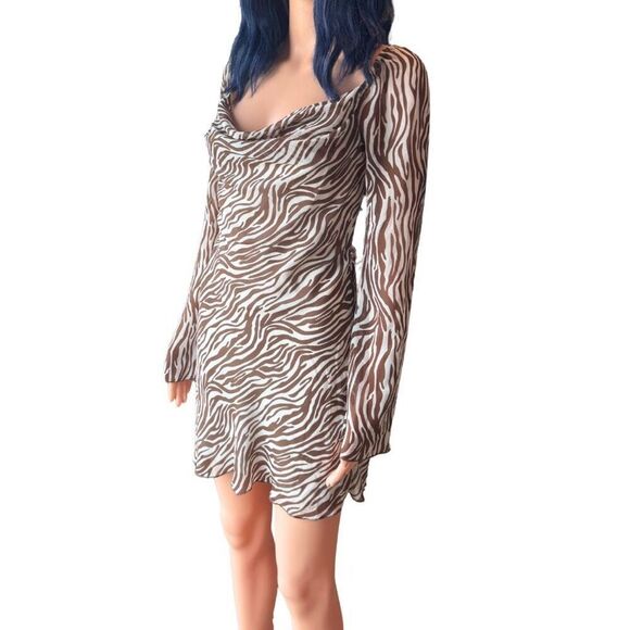NWT 12th Tribe Animal Print Long Sleeve Mini Dress *Small Flaw* - Picture 2 of 9
